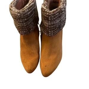 Rachel Comey Colton Suede Brown Bootie‎ with Knit Foldover Women’s Size 7